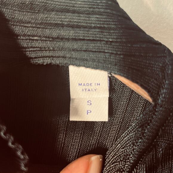 VTG Burberry Cut Out Turtleneck Black Ribbed Knit Stretchy Minimalist Office S - Picture 9 of 12